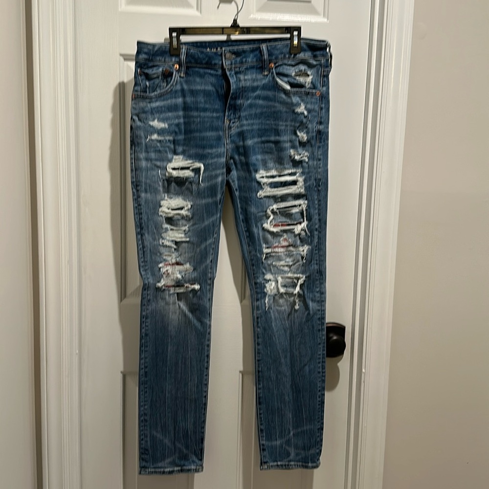 Mens American Eagle athletic skinny distressed jeans 36x32